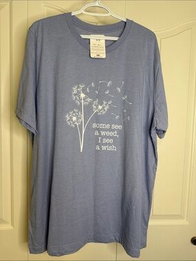 NWT Blonde Ambition Light Blue T-Shirt with Dandelion Wish Design